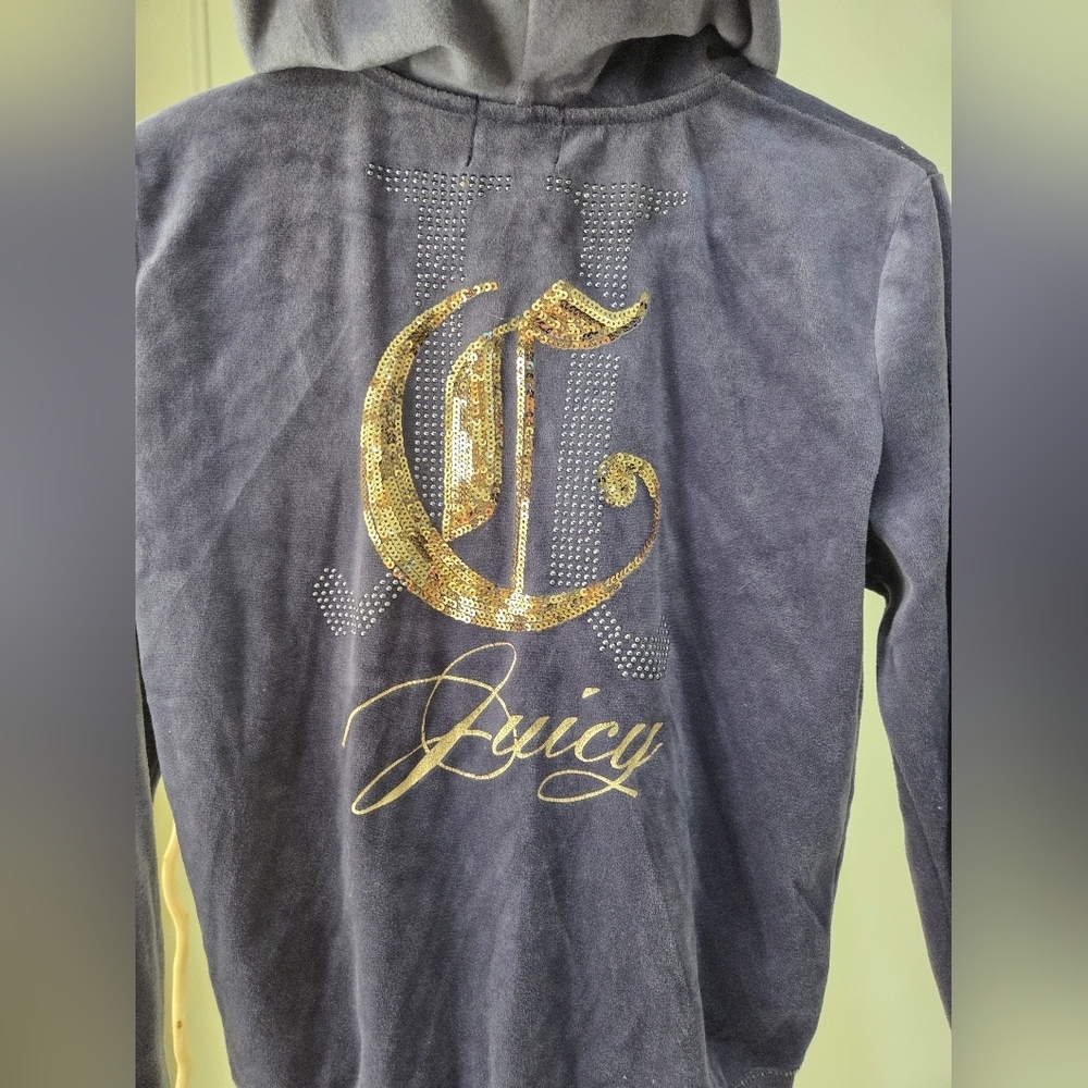 NWT Juicy Couture Blue /gray Hoodie Velourtrackpants Sz.S - Picture 4 of 13